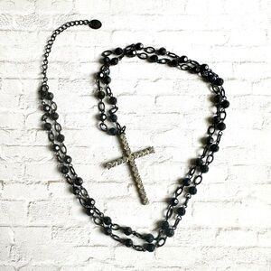 Rhinestone Cross Beaded Necklace